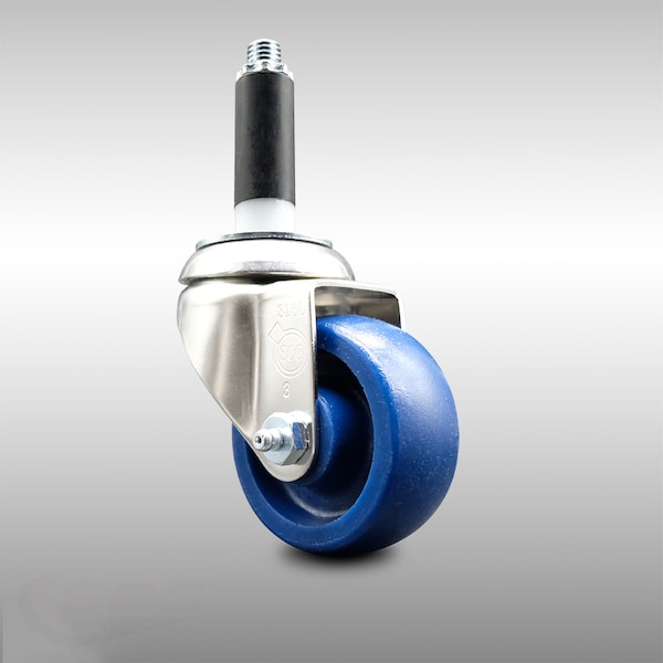 3 Inch 316SS Solid Polyurethane Wheel Swivel 3/4 Inch Expanding Stem Caster